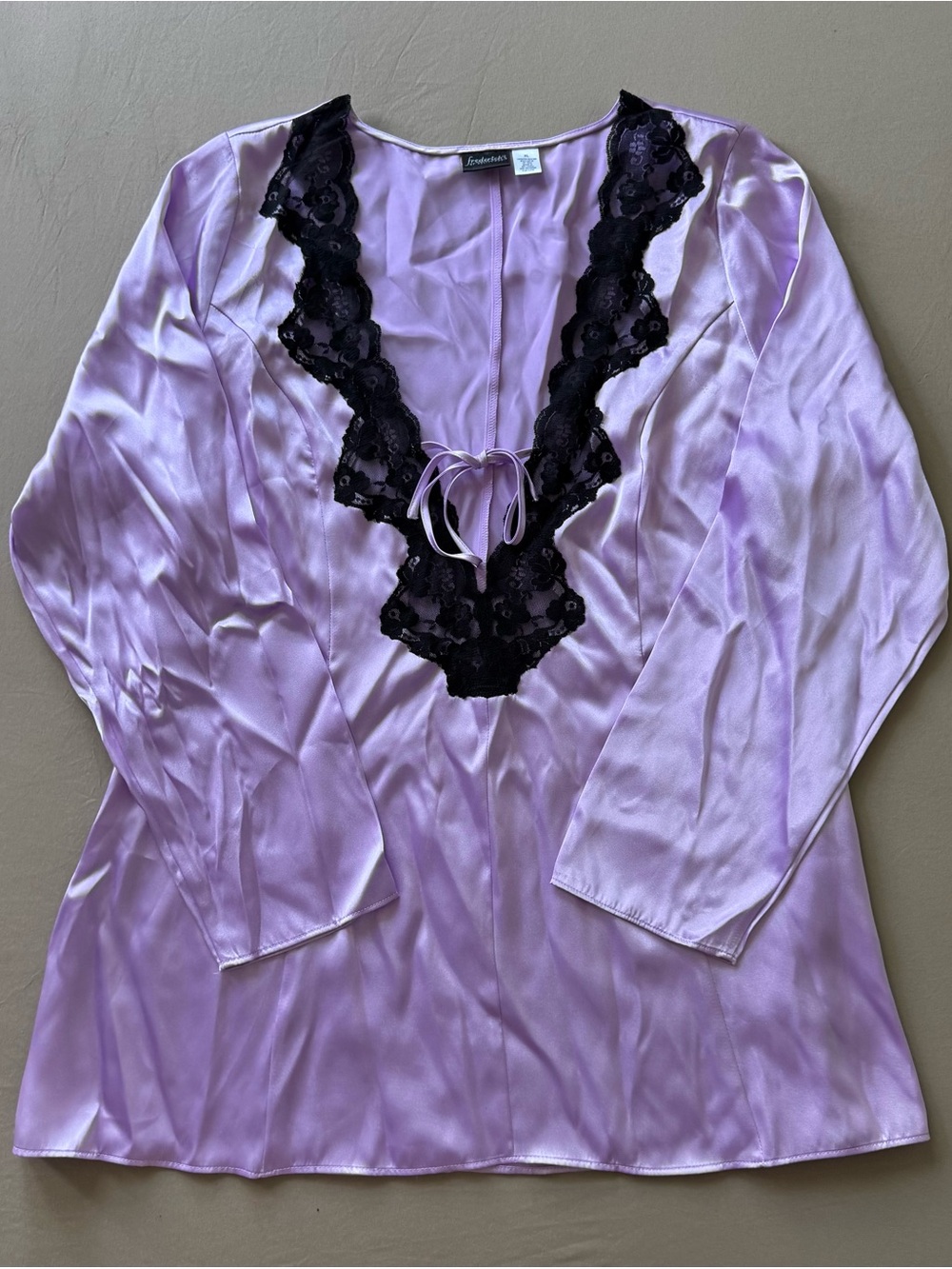 y2k era Frederick's of Hollywood satin lace trim plunge neck lingerie top